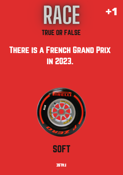 Carte de question facile du jeu F1